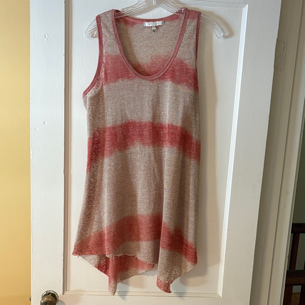 Eri & Ani rust and tan stripe long tank top